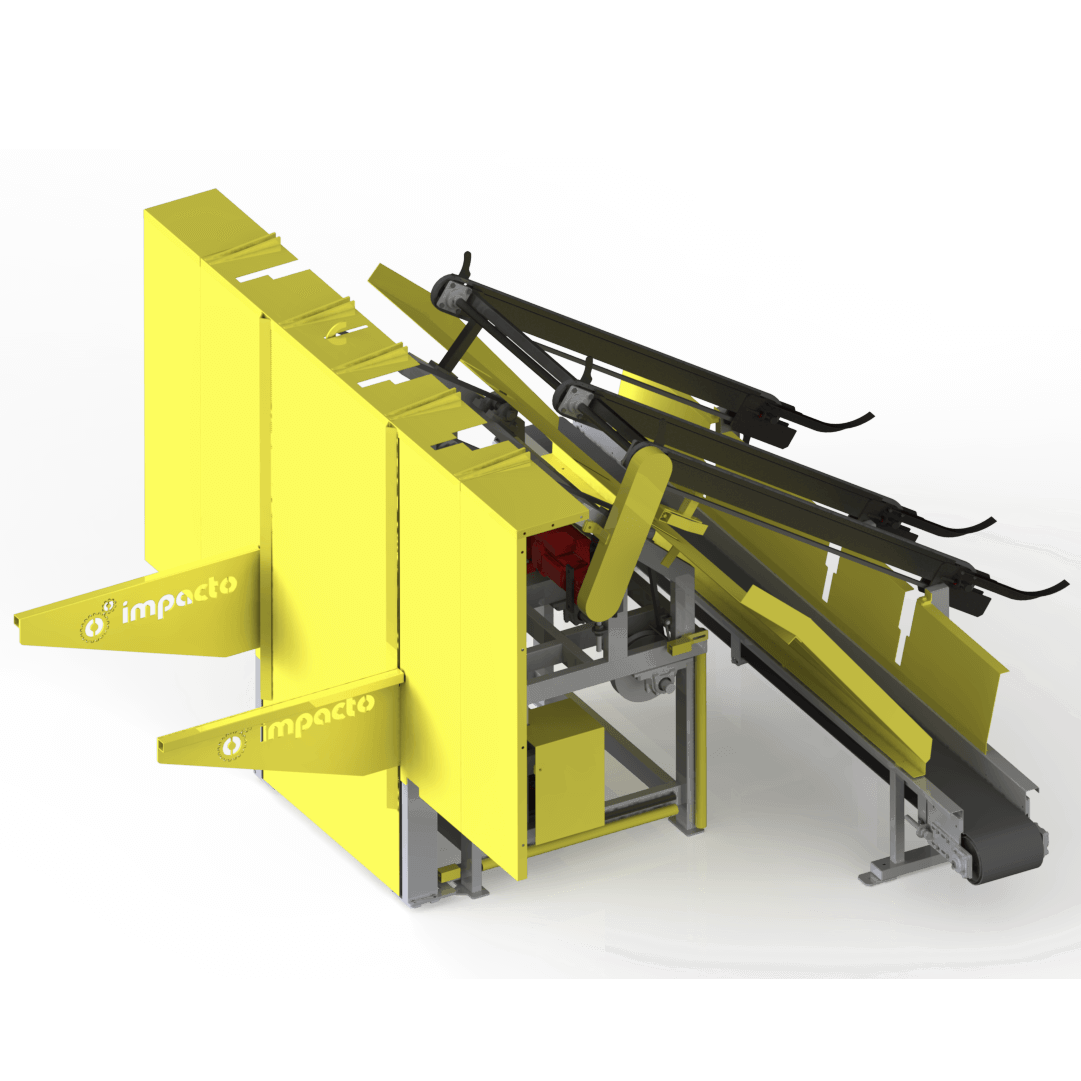 Equipamento desenvolvido para desgradeamento de pacotes e grades de madeira, com um fluxo constante, sendo parcial ou totalmente automatizado.