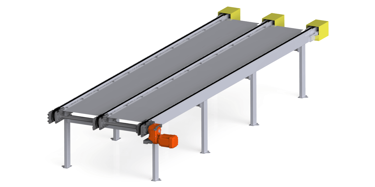 Equipamento responsável pelo transporte nas linhas de produção, fabricada em diferentes formatos e tamanhos variando de acordo com a necessidade do cliente, ideal para o transporte de toras, tábuas, costaneiras, pacotes de madeiras, chapas de MDF e Compensado.
